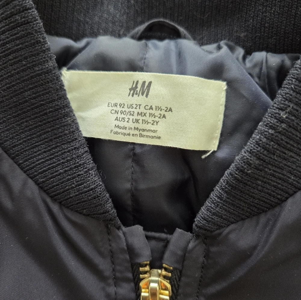 H&M Kids Dark Blue Bomber Jacket Size 2T